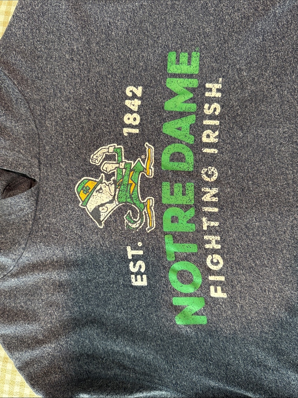 Men’s Notre Dame Fighting Irish Hooded Long Sleeve Tee - Navy & Green - Picture 3 of 5